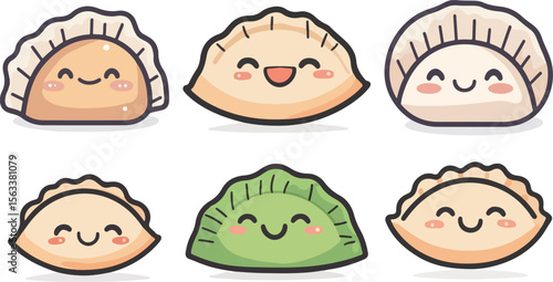 Cartoon dumplings food illustration material
