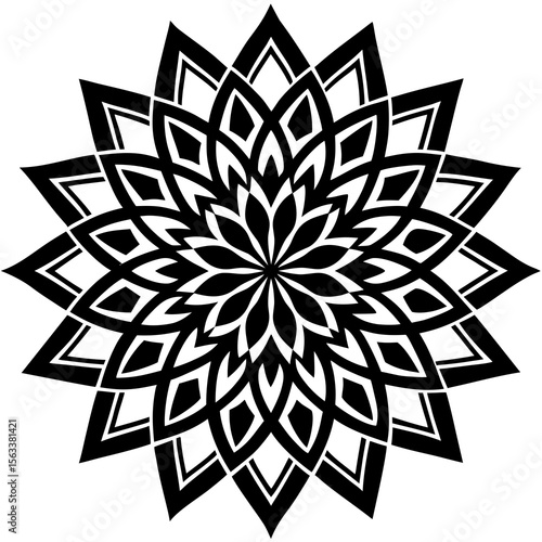 Intricate black geometric floral mandala pattern decorative design silhouette