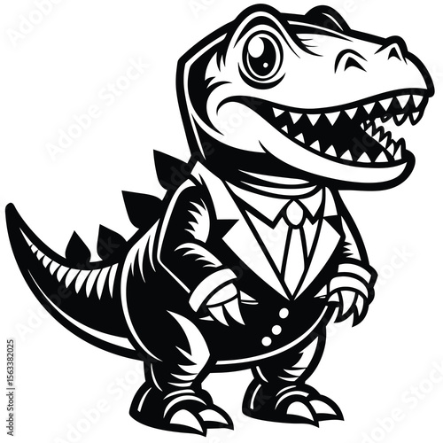 Cute dinosaur wearing a suit
