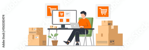 Online Business Operations: An individual immersed in the digital realm of online commerce, overseeing the intricacies of e-commerce.