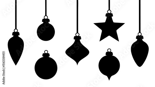 Set of christmas bulb silhouette vector art