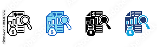 Financial Report icon Multi Style Vector Illustration