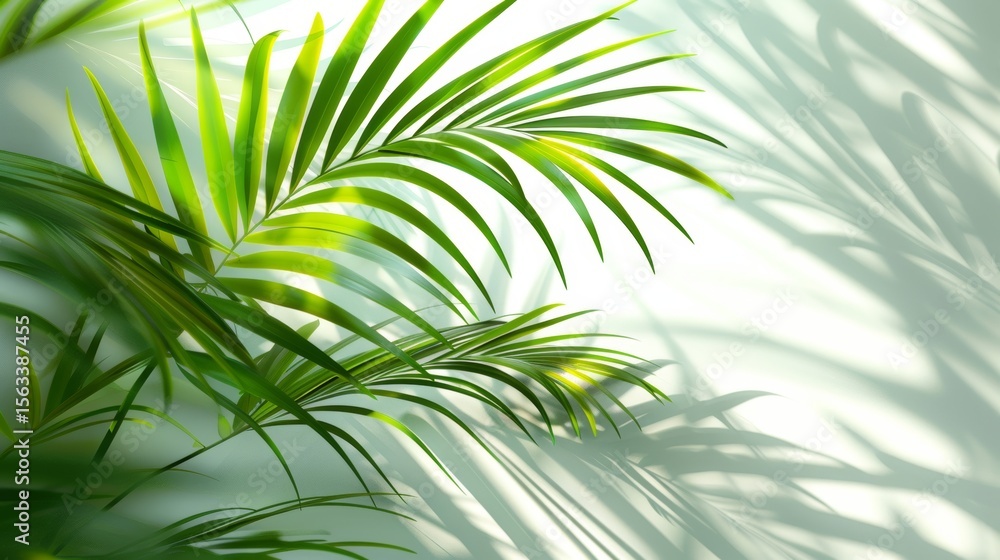 Fototapeta premium Sunlight Dances on Indoor Green Foliage, Creating a Shadow Symphony of Elegant Nature Art Forms