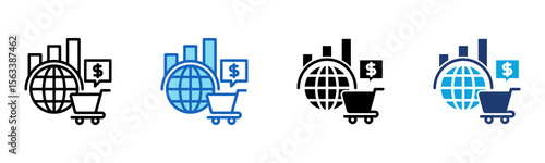 Global Ecommerce icon Multi Style Vector Illustration