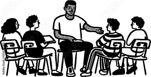 Student reading aloud to peers in classroom setting for learning and education concept