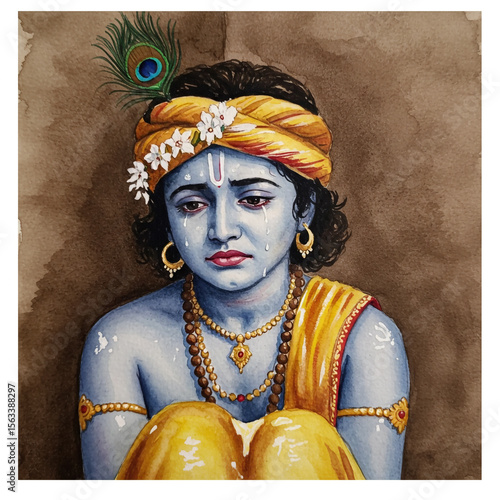 Focused Lord Krishna with a...