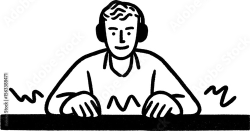 Audio editing concept with editor adjusting sound levels for creative projects