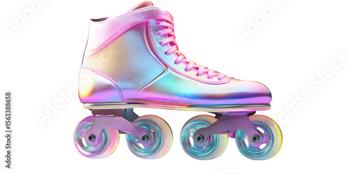 Retro 70s Style Roller Skate Isolated on Transparent Background