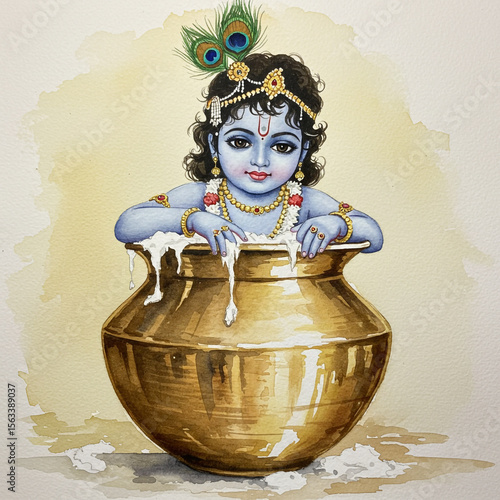 Charming Baby Krishna in Bu...