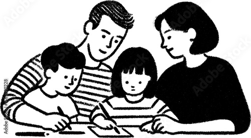 Family bonding moments: parents supporting children with homework