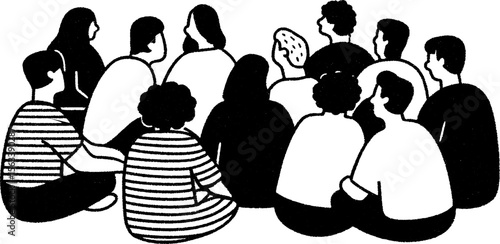 Sketch of people gathering for casual design feedback session