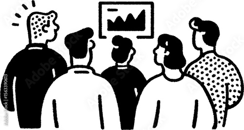 Group observing financial forecast on screen – business meeting concept