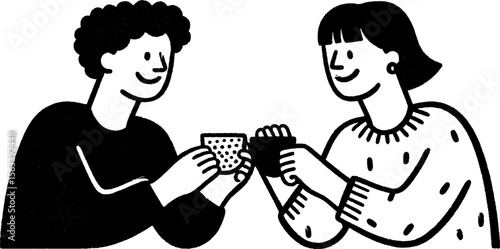 Friendship and creativity - two friends enjoying handmade crafts together