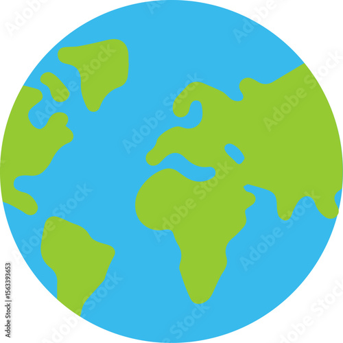 Flat Globe Earth Icon with Continents