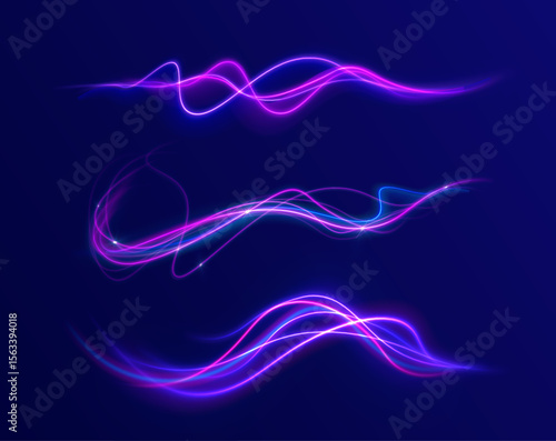 PNG speed glowing neon light fast moving vibrant wave abstract background pattern dynamic design energy colourful curving twisting line blue pink purple motion wallpaper power

