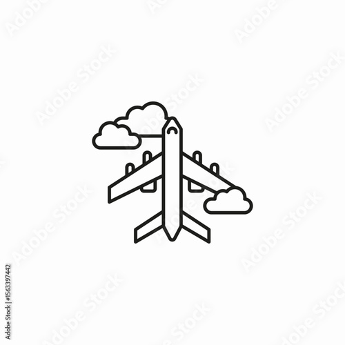 airplane flying clouds icon sign vector