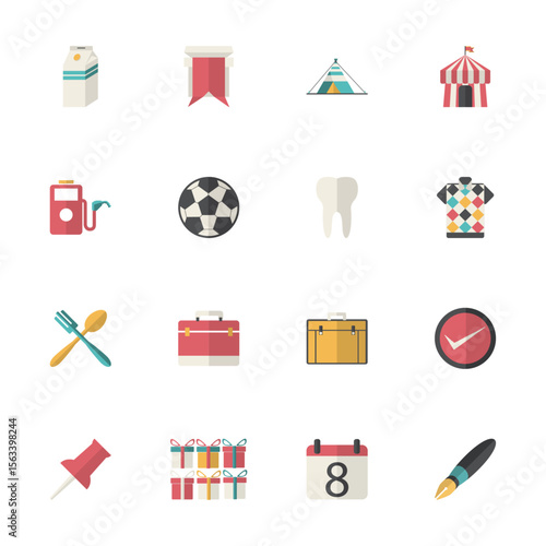 Illustrated Icons: A vibrant collection of diverse icons, each representing a unique concept, offering versatility for design and conceptual clarity. 