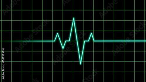Heartbeat Pulse Line on Medical Monitor
