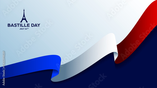 Happy bastille day background, banner of 14 july french national holiday with copy space