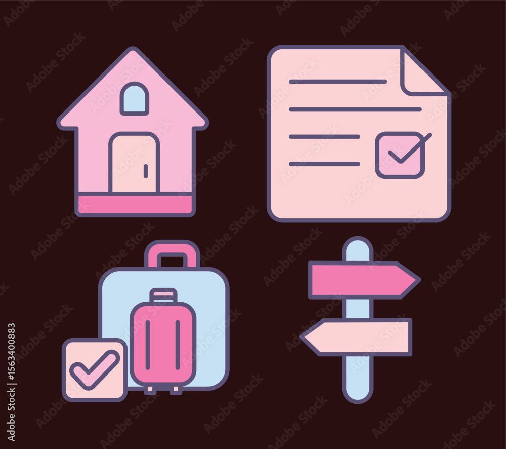 Fototapeta premium Retro Tourism Icon Illustrations