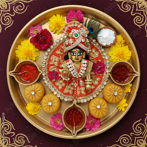 Divine Krishna Idol on Gold...