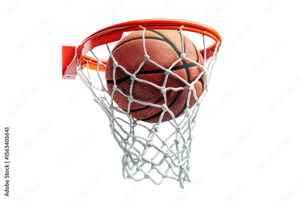 Basketball Swishing Through Net Orange Hoop Success Sport Game isolated on a transparent background Basketball Swishing Through Net Orange Hoop Success Sport Game isolated on a transparent background