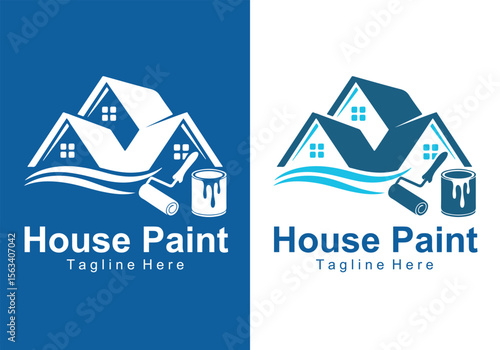House Painting Logo Design – Home Painter Icon for Renovation, Real Estate & Construction Branding