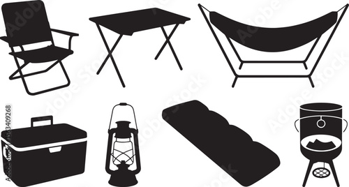Camping Outdoor Furniture & Essential Gear Icons