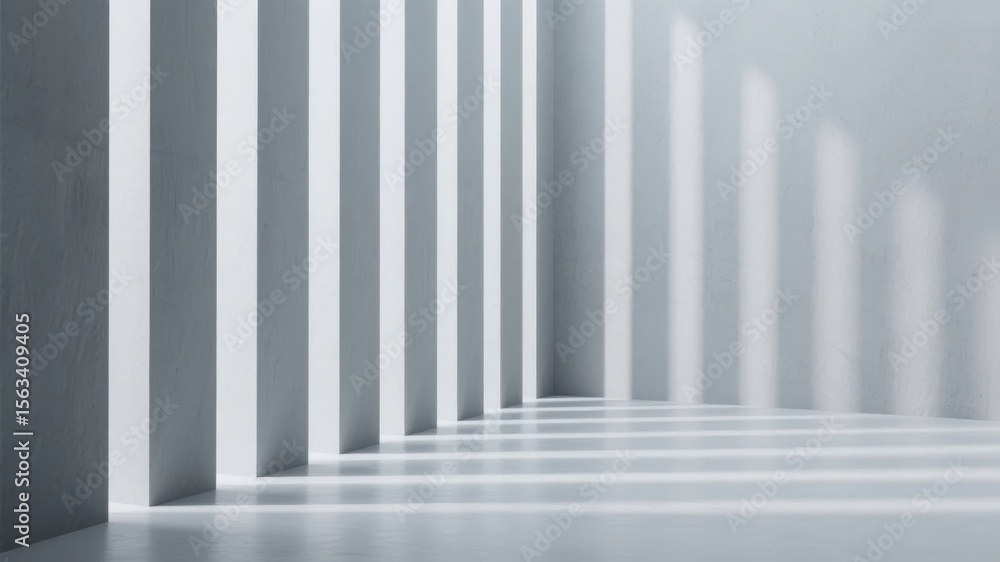 Fototapeta premium Minimalist Interior with Vertical Columns and Soft Lighting