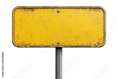 Old yellow blank road sign metal rusty weathered texture background isolated on a transparent background