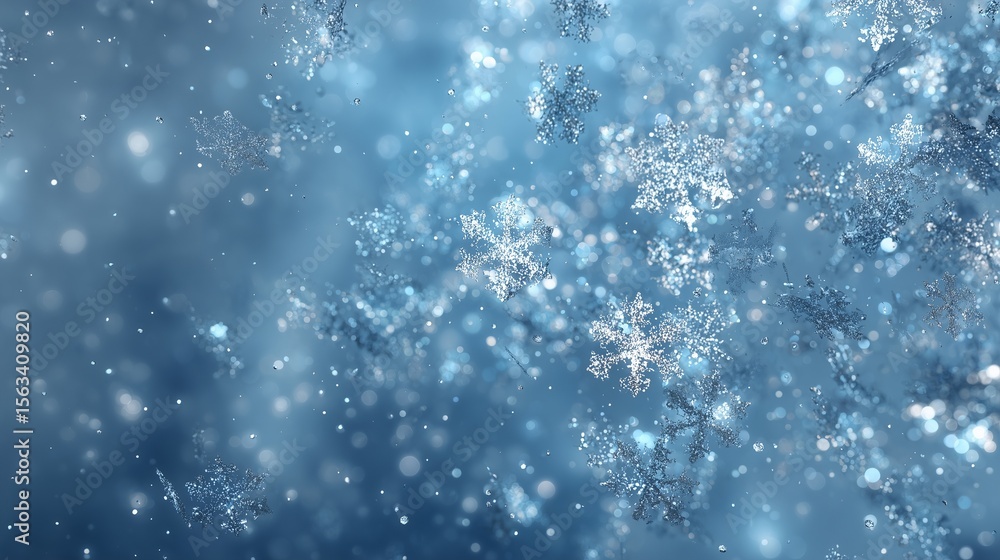 雪の結晶、水色の背景 雪の結晶、水色の背景