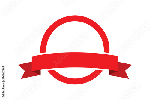 Crimson Emblem: A striking red circular emblem with a ribbon. Perfect for conveying messages of importance, celebration, or emphasis, its clean design makes it suitable for various applications. 