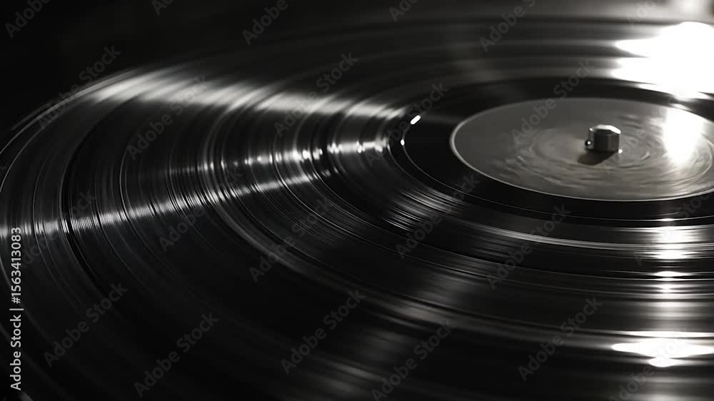 Close-up of a rotating vinyl record Close-up of a rotating vinyl record