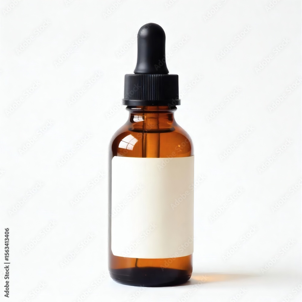 Fototapeta premium Amber bottle dropper mockup essential oil blank label