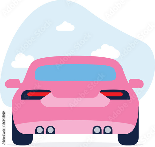 Flat vector illustration of an abstract modern design red suv compact crossover offroad car transport. Front perspective view on parking family vehicle. Isolated on white background.

