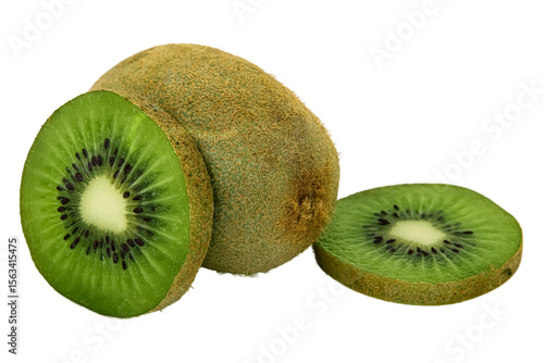 Juicy ripe kiwi fruit isolated On a Transparent background !