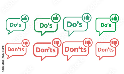 Do's and Don'ts Icons, Like & Dislike Guidelines, vector illustration