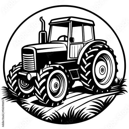 tractor silhouette vector