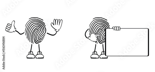 Mascotte finger print icon. Finger print id authentication. ID private information code. Finger prints scanning. scan or scanner for lock secure security logo. Digital fingerprint, identification.