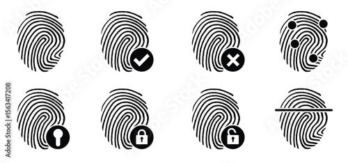 Line finger print icon. Finger print id authentication. ID private information code. Finger prints scanning concept. scan or scanner for lock secure security logo. Digital fingerprint, identification.