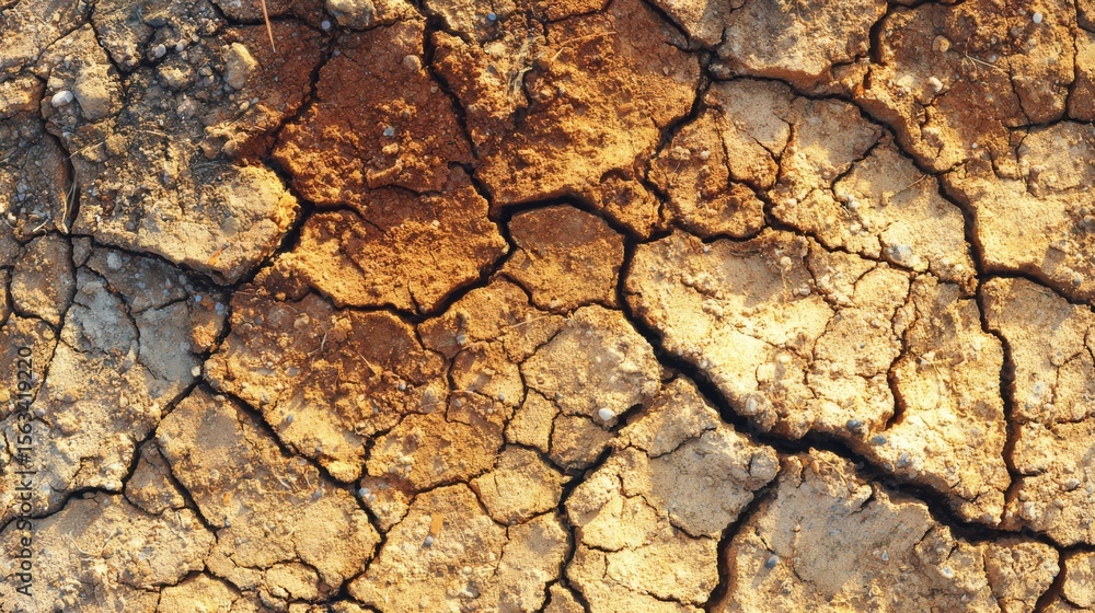 Dry cracked earth texture with deep fissures showing geological layers, drought and climate change concept, arid landscape and global warming effects. Dry cracked earth texture with deep fissures showing geological layers, drought and climate change concept, arid landscape and global warming effects.