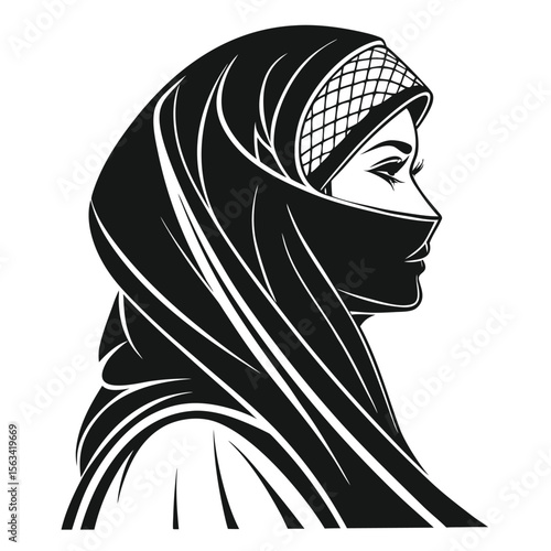 half body silhouette woman burqa eye veil