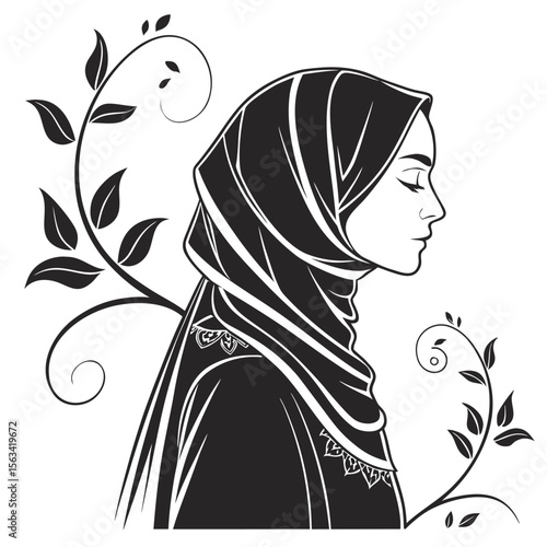 half body silhouette woman shayla hijab style