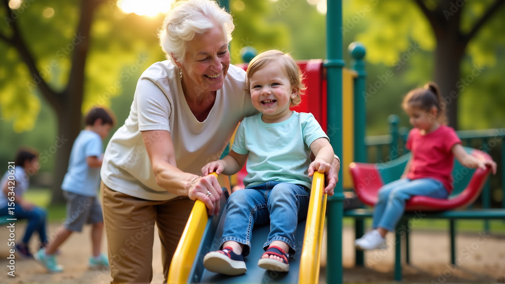 Obraz premium Generations Connecting at the Inclusive Park