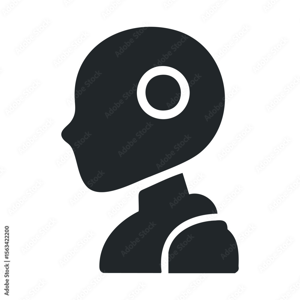 Naklejka premium Silhouette of person with head visible in profile on white background