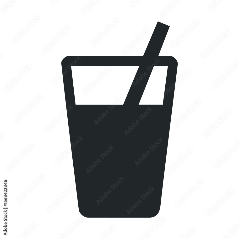 Black icon of a glass with a straw Black icon of a glass with a straw