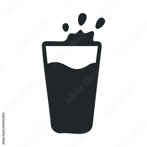 Silhouette of a full beverage glass with bubbling effervescence icon