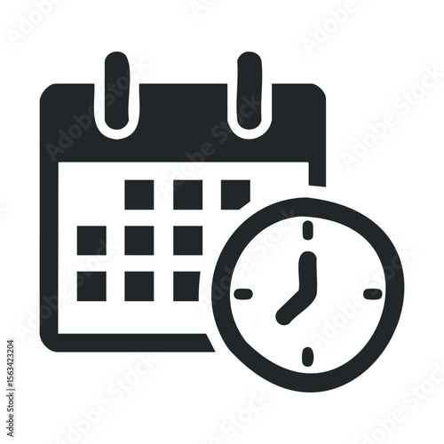 Calendar icon with clock highlighting date and time concept