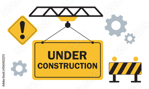Under Construction Website Maintenance Graphic Icons, vector illustration