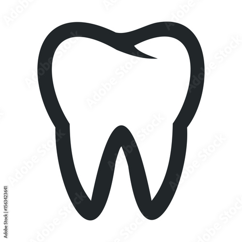 Simple black tooth icon on white background